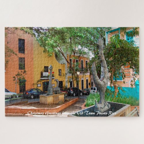 Old Town Puerto Rico Christmas Greetings Jigsaw Puzzle