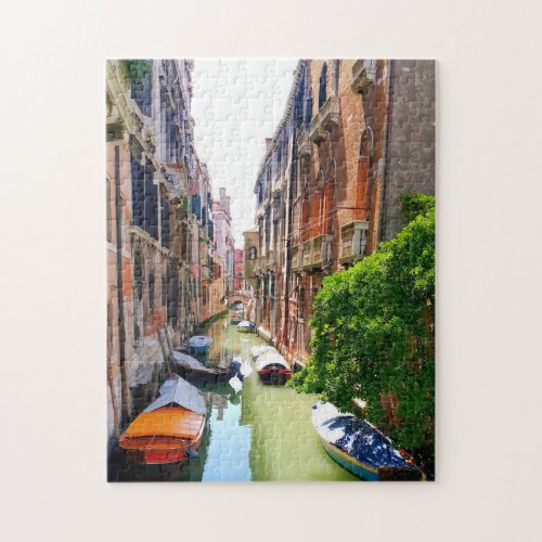 Old Town Venice Canal  boats Venezia Italy Jigsaw Puzzle