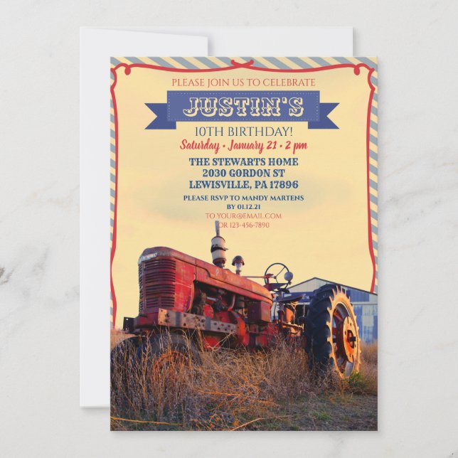 Old Tractor Invitation (Front)
