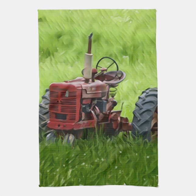 Old Tractor Kitchen Towel (Vertical)