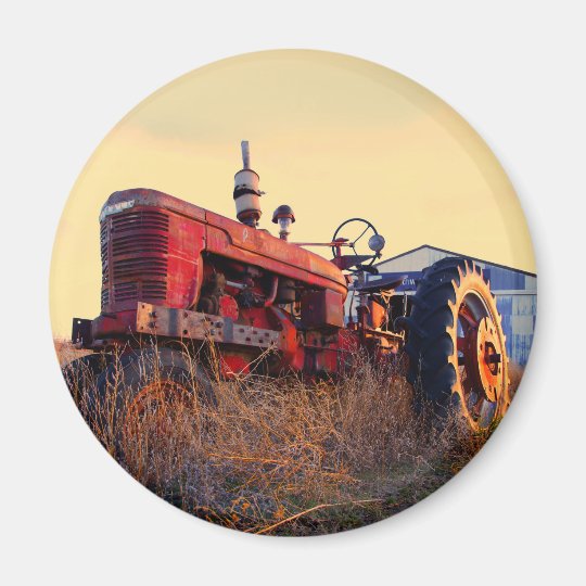 Green Tractor In The Field Bottle Opener Fridge Magnet