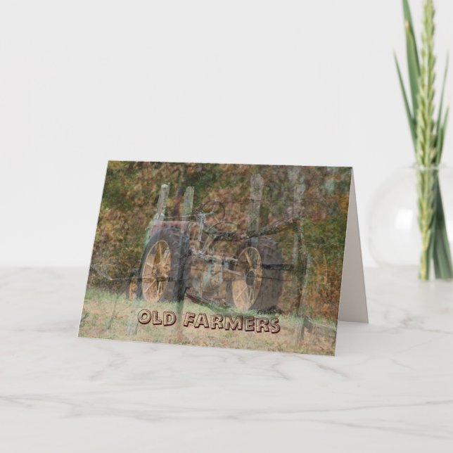 Old Tractor & Split Rail Fence- customize Card (Front)