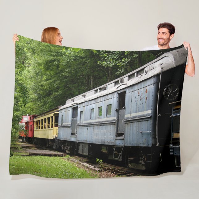 OLD TRAIN CARS FLEECE BLANKET (In Situ)