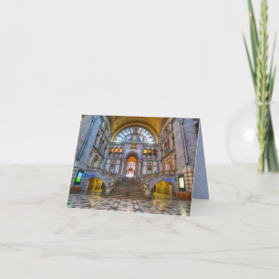 Old Train Station Antwerp Belgium Photo Note Card