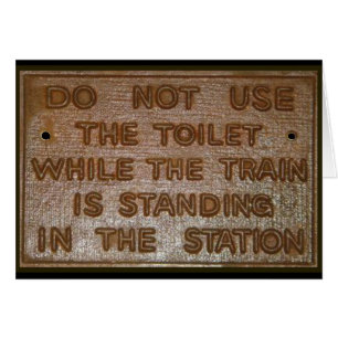 old train toilet sign cards