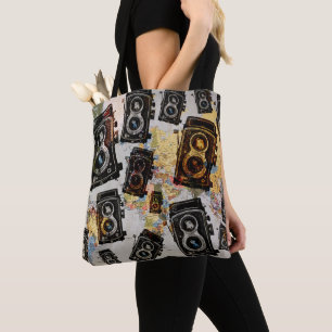 Old Travel Camera Pattern Tote Bag