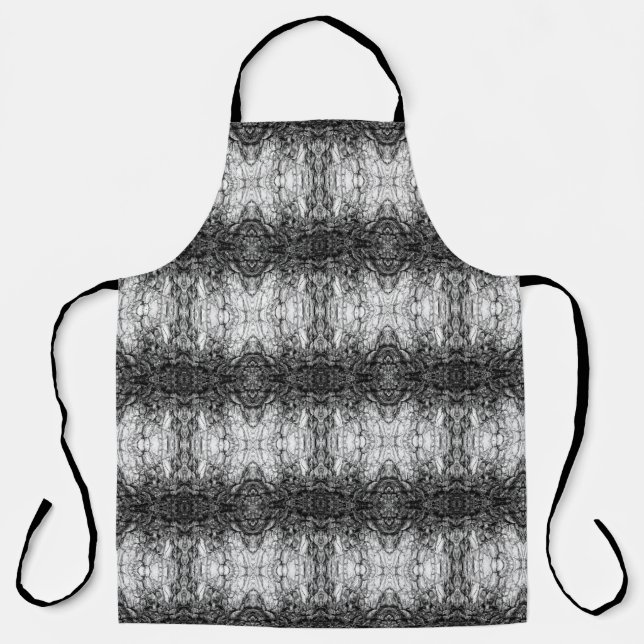 Old Tree Bark Black And White Photo Pattern Design Apron (Front)