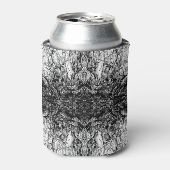 Old Tree Bark Black And White Photo Pattern Design Can Cooler (Can Front)