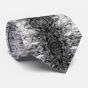 Old Tree Bark Black And White Photo Pattern Design Neck Tie