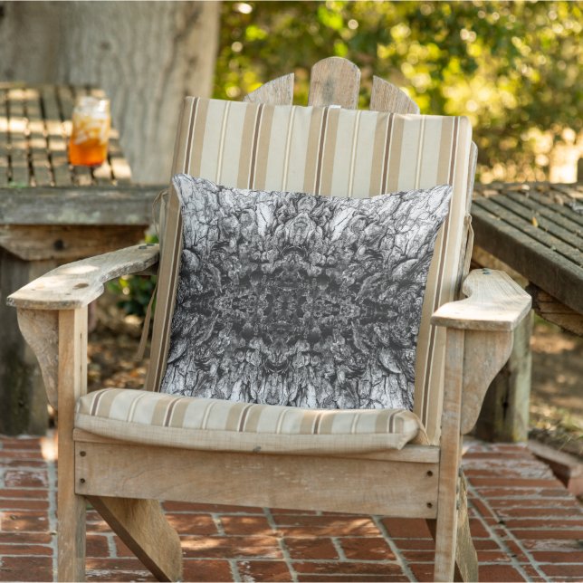 Old Tree Bark Black And White Photo Pattern Design Outdoor Pillow (Chair)