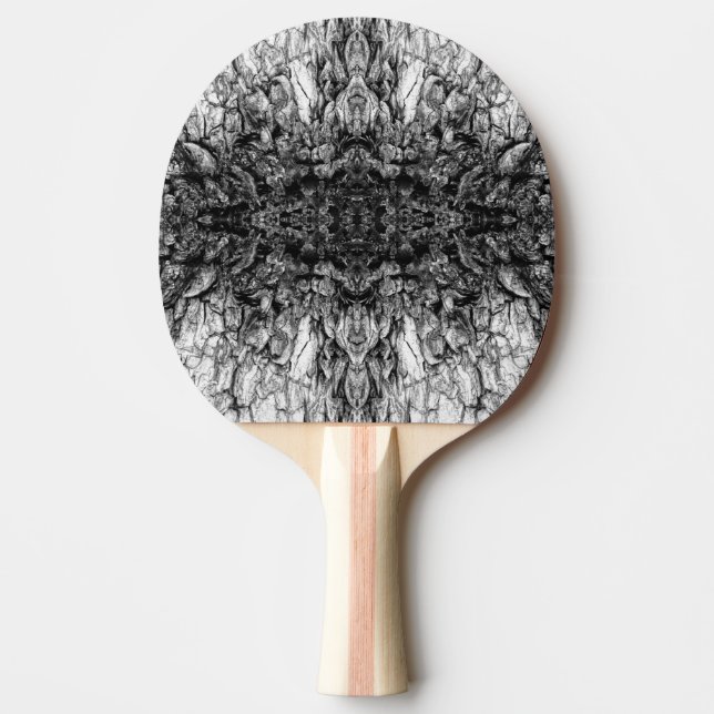 Old Tree Bark Black And White Photo Pattern Design Ping Pong Paddle (Front)