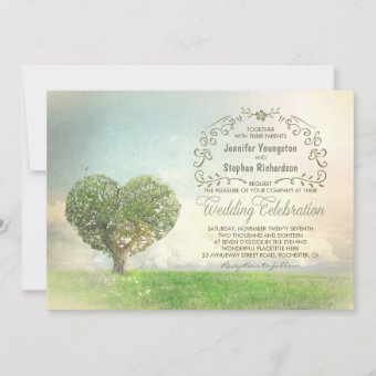 Old tree heart rustic wedding invitations | Zazzle