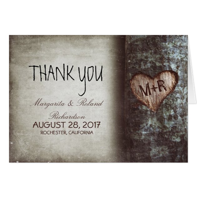 Old Tree Heart Wedding Thank You Cards