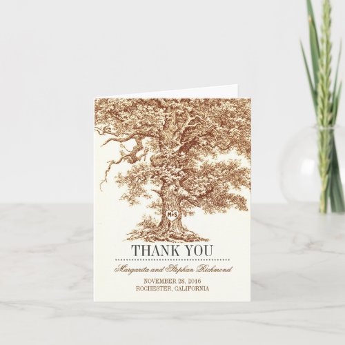 old tree romantic wedding thank you cards