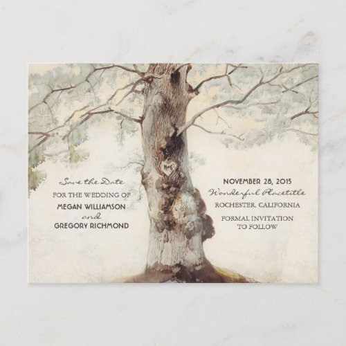 Old Tree Rustic Save the Date Postcards