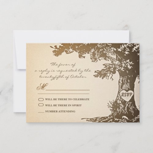 old tree vintage wedding rsvp design
