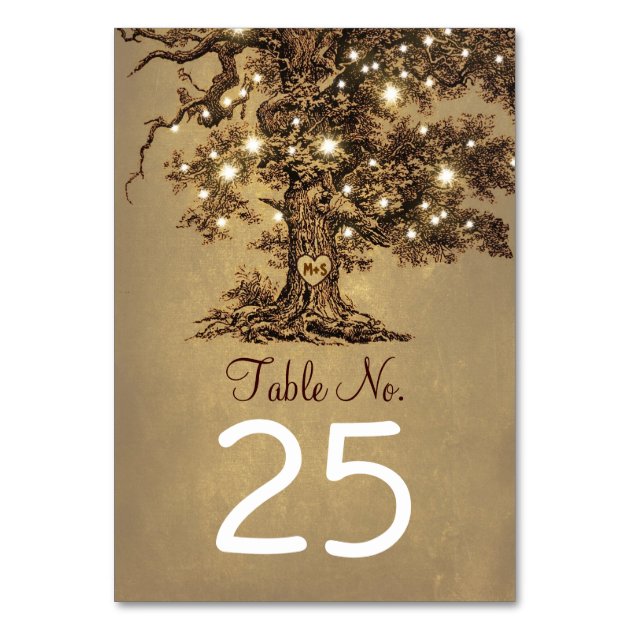 Old Tree Wedding Table Number Cards Place Cards