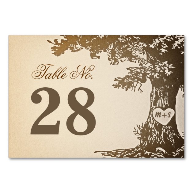 Old Tree Wedding Table Number Cards Place Cards