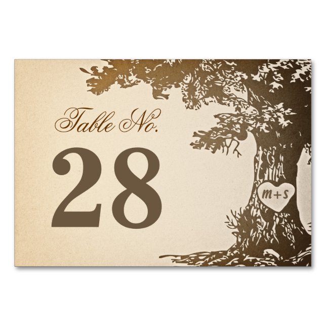 Old Tree Wedding Table Number Cards Place Cards (Front)