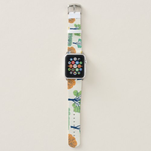 Old Trees Nature Seamless Pattern Apple Watch Band
