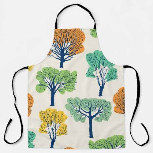 Old Trees Nature Seamless Pattern Apron