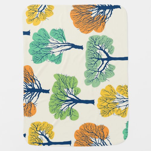 Old Trees Nature Seamless Pattern Baby Blanket