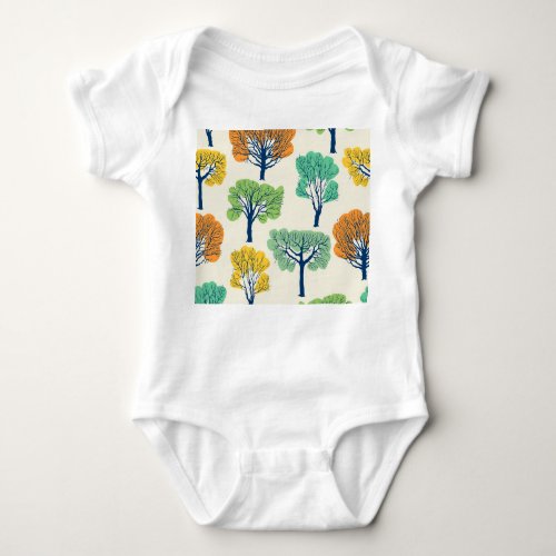 Old Trees Nature Seamless Pattern Baby Bodysuit
