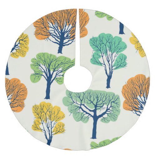 Old Trees Nature Seamless Pattern Brushed Polyester Tree Skirt