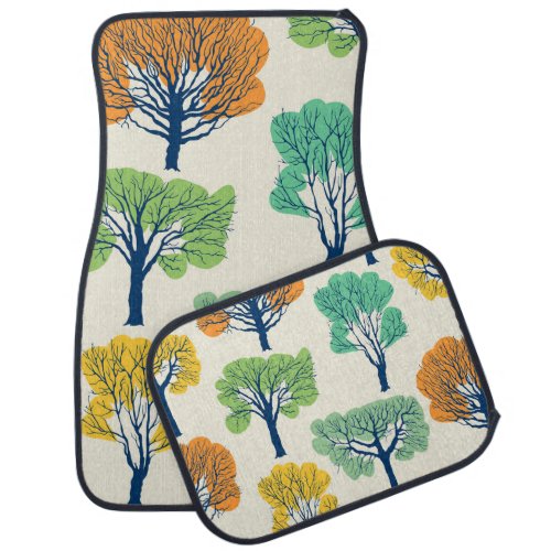 Old Trees Nature Seamless Pattern Car Floor Mat