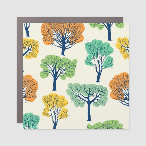 Old Trees Nature Seamless Pattern Car Magnet