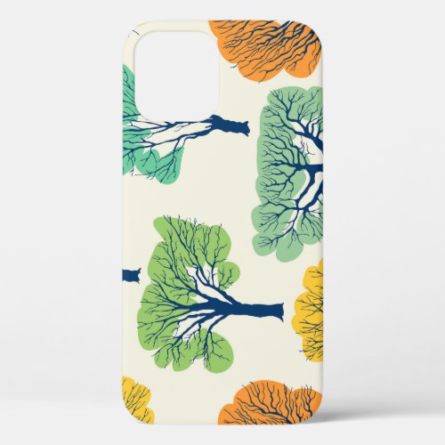 Old Trees Nature Seamless Pattern iPhone 12 Case