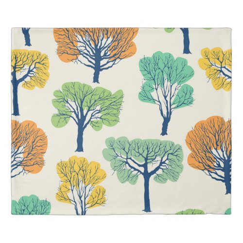 Old Trees Nature Seamless Pattern Duvet Cover