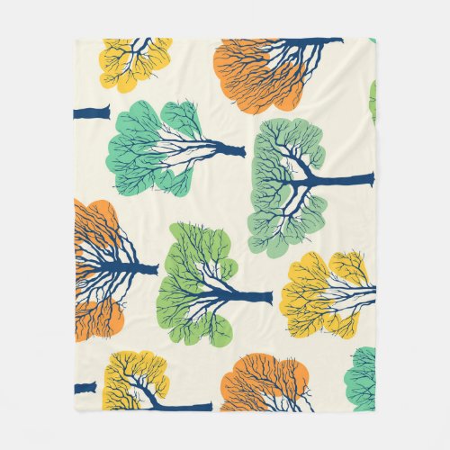 Old Trees Nature Seamless Pattern Fleece Blanket