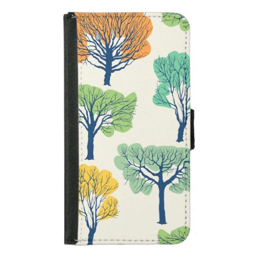 Old Trees Nature Seamless Pattern Samsung Galaxy S5 Wallet Case