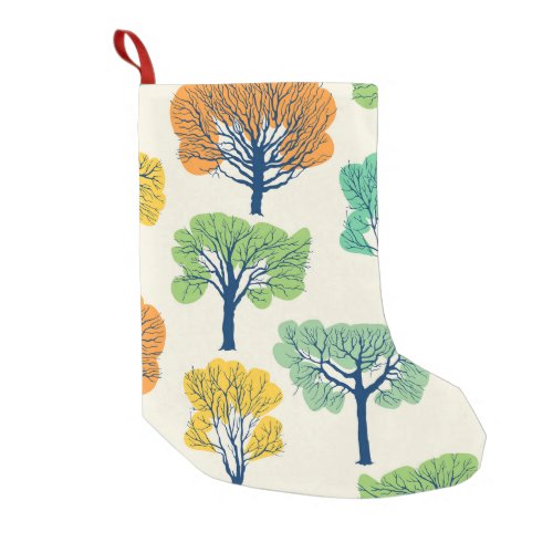 Old Trees Nature Seamless Pattern Small Christmas Stocking