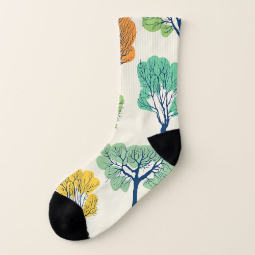 Old Trees Nature Seamless Pattern Socks