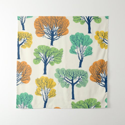 Old Trees Nature Seamless Pattern Tapestry