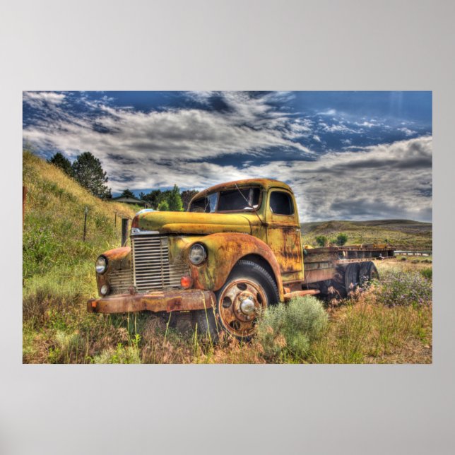 Old truck abandoned in field poster (Front)