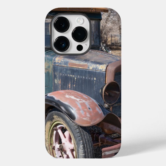 Old truck car needs paint & tires up on bricks Case-Mate iPhone case (Back)