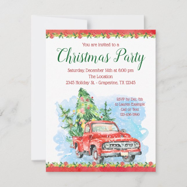 Old Truck Christmas Party Invitations (Front)