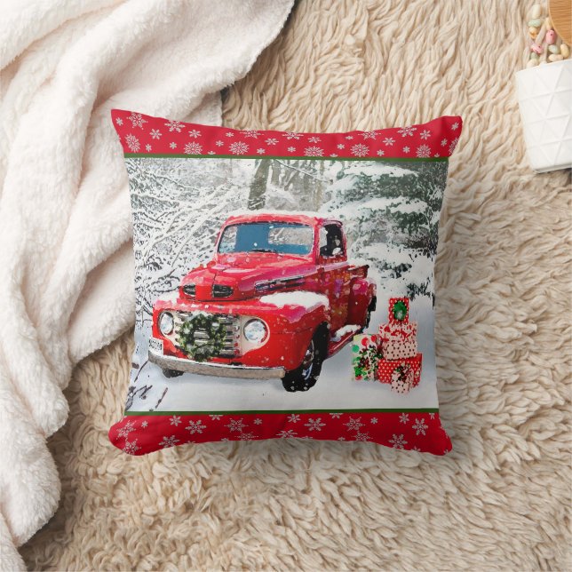Old Truck Holiday Throw Pillow (Blanket)