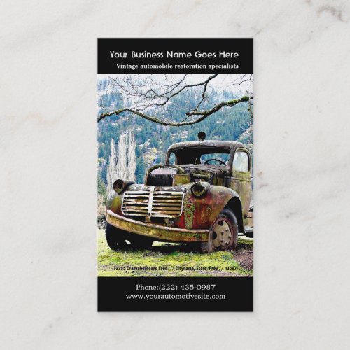 Old Truck Repairs _ Vintage Auto Photo Business Card