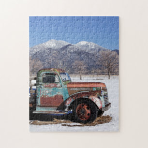 Old truck sitting in the field jigsaw puzzle