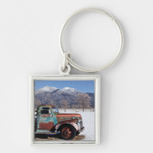 Old truck sitting in the field keychain