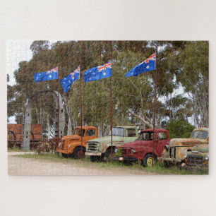 Old trucks in a row jigsaw puzzle