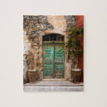 Old Turquoise Door in Crete, Greece