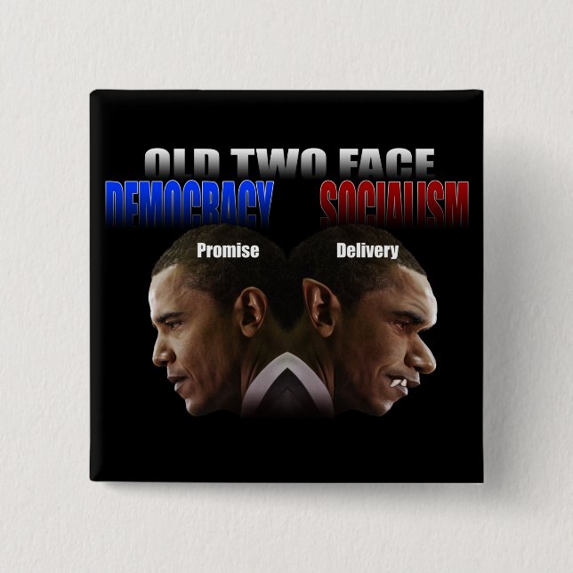 Old Two Face Pinback Button (Front)
