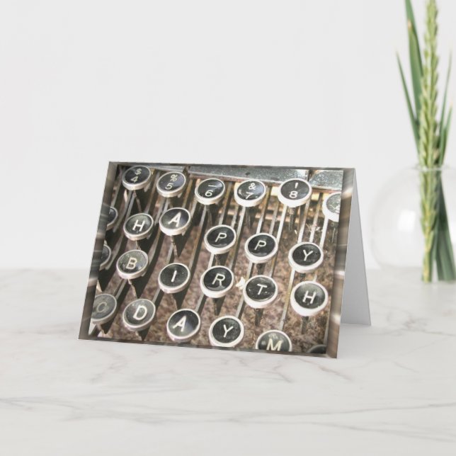 Old Typewriter Birthday Greeting Card (Front)