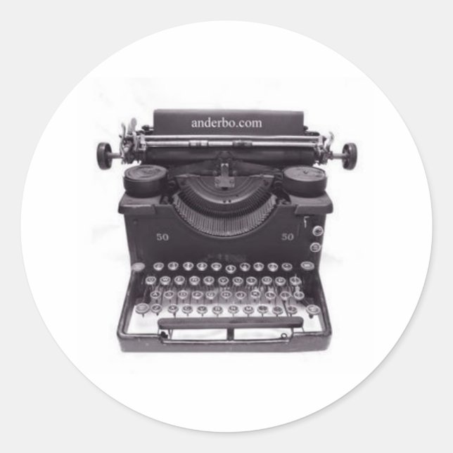 OLD TYPEWRITER CLASSIC ROUND STICKER (Front)