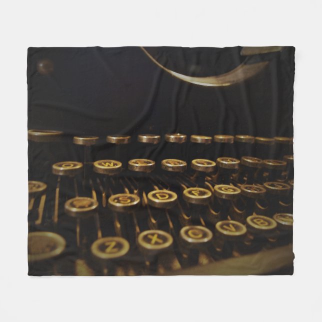 Old Typewriter Fleece Blanket (Front (Horizontal))